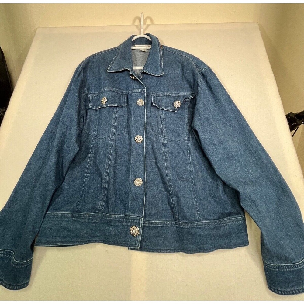 Irene Allison jean Jacket with rhinestone buttons size L